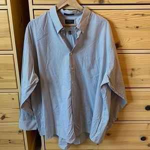 Arrow Gray Blue Plaid Button Down Classic Fit Size 18.5